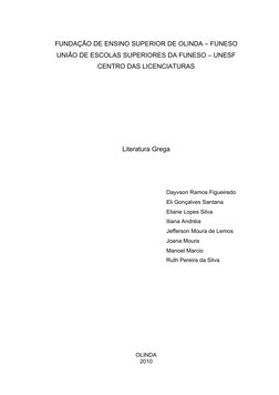 FUNDAÇÃO DE ENSINO SUPERIOR DE OLINDA – FUNESO
UNIÃO DE ESCOLAS SUPERIORES DA FUNESO – UNESF
CENTRO DAS LICENCIATURAS
Literat