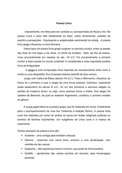 Poesia Lírica
         originalmente, era feita para ser cantada ou acompanhada de flauta  (http://pt.wikipedia.org/wiki/Flau
