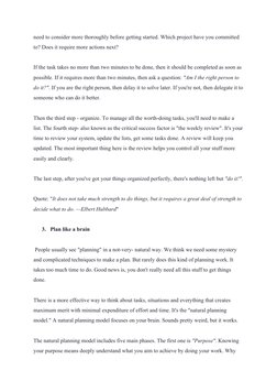 need to consider more thoroughly before getting started. Which project have you committed 
to? Does it require more actions n