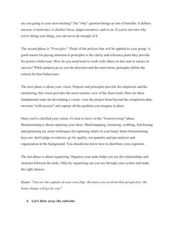 are you going to your next meeting? The "why" question brings us lots of benefits. It defines 
success; it motivates, it clar