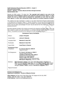 Health Optimizing Physical Education 11 (H.O.P.E. 1) : Aerobic, Muscle ...