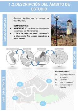 1.2.DESCRIPCIÓN DEL ÁMBITO DE 
ESTUDIO
DATOS GENERALES 
UBICACIÓN
Conocido también por el nombre de 
“QARMENQA”,
COMPONENTES: