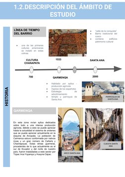1.2.DESCRIPCIÓN DEL ÁMBITO DE 
ESTUDIO
HISTORIA 
LÍNEA DE TIEMPO 
DEL BARRIO
QARMENQA
CULTURA 
CHANAPATA 
QARMENQA
SANTA ANA