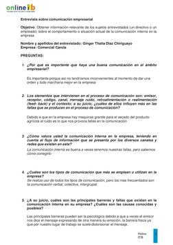 Online 
ITB 
Recurso de aprendizaje 
3 
 
 
 
Entrevista sobre comunicación empresarial 
 
Objetivo: Obtener información rele