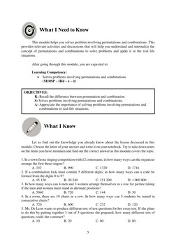 Math 10 Quarter 3 Module 4 | PDF | Learning | Permutation