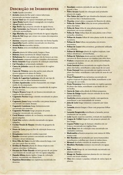 Descrição de Ingredientes
Ácido líquido corrosivo.
Acônito planta de flor azul e raízes tuberosas,
encontrada em matas tropic