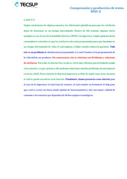 Comprensión y producción de textos 
  2021-2 
 
CASO N°5 
Según conclusione