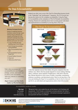 The Steps To Accountability®
Ranked year after year as one of the Top Five Bestselling business books 
in the “leadership” an
