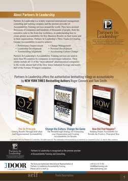 About Partners In Leadership
Partners In Leadership is recognized as the premier provider 
of Accountability Training and Con