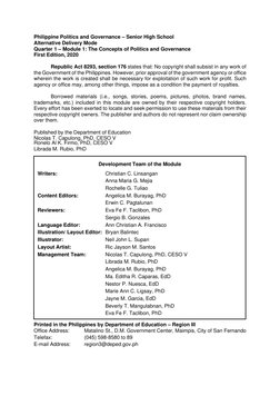 Philippine Politics and Governance: Quarter 1 - Module 1 | PDF ...