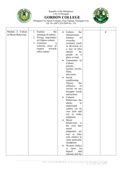 Republic of the Philippines
City of Olongapo
GORDON COLLEGE
Olongapo City Sports Complex, East Tapinac, Olongapo City
Tel