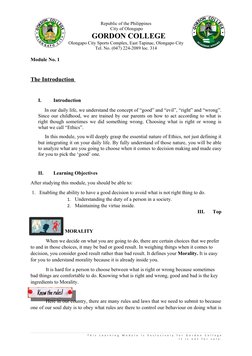 Republic of the Philippines
City of Olongapo
GORDON COLLEGE
Olongapo City Sports Complex, East Tapinac, Olongapo City
Tel
