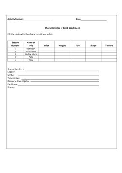 Activity Number :                                                                                                       Date: