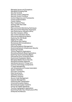 Managing Issues and Exceptions
Managing Emerging Risk
Security Controls
Security Control Categories
Security Control Function