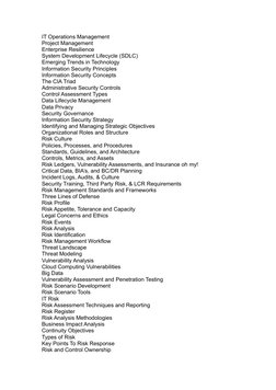 IT Operations Management
Project Management
Enterprise Resilience
System Development Lifecycle (SDLC)
Emerging Trends in Tech