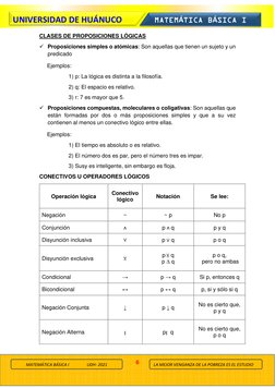 6 
 
UNIVERSIDAD DE HUÁNUCO 
MATEMÁTICA  BÁSICA  I 
LA MEJOR VENGANZA DE LA POBREZA ES EL ESTUDIO  
MATEMÁTICA BÁSICA I
