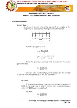 MODULE 3: ANNUITY DUE, DEFFERED ANNUITY AND PERPETUITY 
 
                                                              1 |