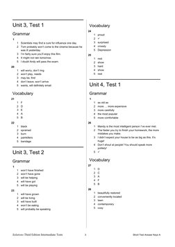Intermediate Tests Answer Keys A | PDF