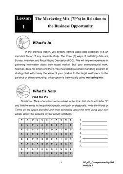 3 
 
CO_Q1_Entrepreneurship SHS 
Module 5 
 
 
 
 
 
 
 
What’s In 
 
 
 
In the previous lesson, you already learned about