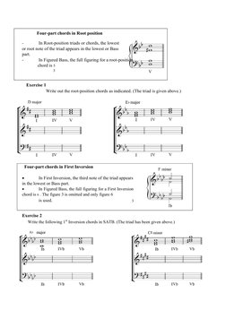 Four-part chords in Root position
-
In Root-position triads or chords, the lowest 
or root note of the triad appears in the l