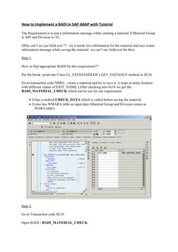 Implementing BADI in SAP ABAP Tutorial | PDF