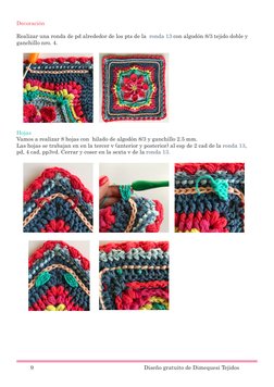 Decoración 
Realizar una ronda de pd alrededor de los pts de la  ronda 13 con algodón 8/3 tejido doble y 
ganchillo nro. 4.
H