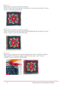 Ronda 14
Comenzar en el esp de 2 cad de la esquina.
*(2 mv, 2 cad, 2 mv) en el esp de 2 cad, saltar 1v, mv en los sig 31 pts*