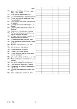 S-99-S  7/21 
6 
 
Año: 
 
 
 
 
 
 
 
 
 
 
 
 
 
171. Usted puede disfrutar de la vida en paz 
ahora y para siempre