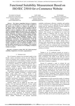 Functional Suitability Measurement Based on 
ISO/IEC 25010 for e-Commerce Website 
 
Novrindah Alvi Hasanah  
Department of