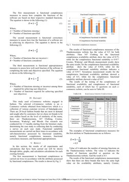 The first measurement is functional completeness 
measures to assess how complete the functions of the 
software are based on