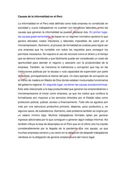 PC1: Causas y Consecuencias de la Informalidad | PDF | Oración ...