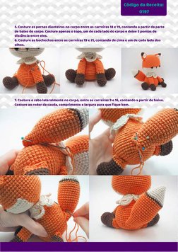 Código da Receita:
0197
5. Costure as pernas dianteiras no corpo entre as carreiras 18 e 19, contando a partir da parte 
de b