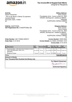 Tax Invoice/Bill of Supply/Cash Memo
(Original for Recipient)
*ASSPL-Amazon Seller Services Pvt. Ltd., ARIPL-Amazon Retail