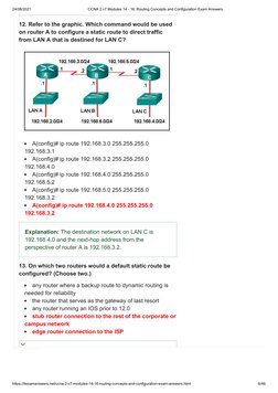 CCNA 2 v7 Modules 14 - 16 - Routing Concepts and Configuration Exam ...