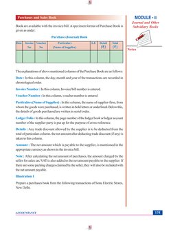 ACCOUNTANCY
Notes
131
Book are available with the invoice/bill. A specimen format of Purchase Book is
given as under:
Purchas