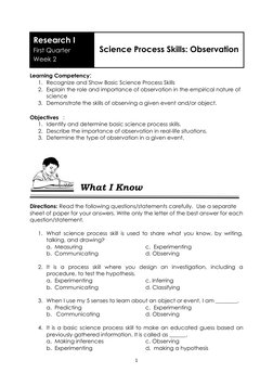 Science 7 Research 1 Q1 M2 | PDF | Scientific Method | Science