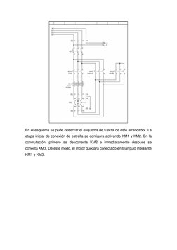 En el esquema se pude observar el esquema de fuerza de este arrancador. La 
etapa inicial de conexión de estrella se config