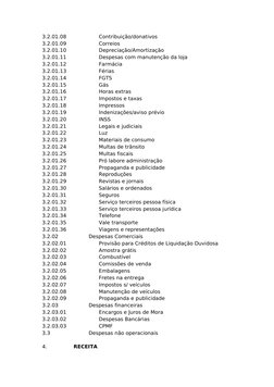 3.2.01.08
Contribuição/donativos
3.2.01.09
Correios
3.2.01.10
Depreciação/Amortização
3.2.01.11
Despesas com manutenção da lo