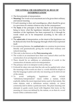 THE LITERAL OR GRAMMATICAL RULE OF 
INTERPRETATION 
 The first principle of interpretation. 
 Meaning: The words of an enac