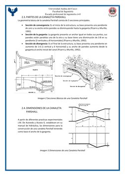 Universidad Andina del Cusco 
Facultad de Ingeniería 
Escuela profesional de ingeniería civil 
  
2.3. PARTES DE LA CANALETA