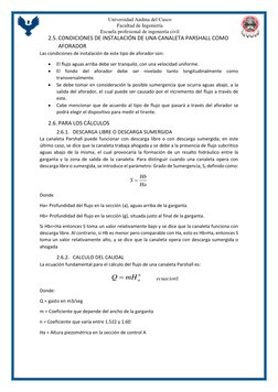 Universidad Andina del Cusco 
Facultad de Ingeniería 
Escuela profesional de ingeniería civil 
  
2.5. CONDICIONES DE INSTALA