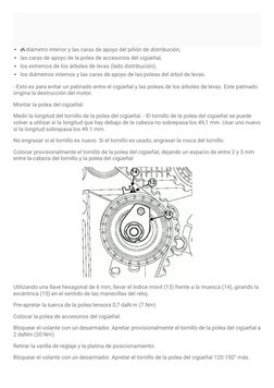 ATENCIÓN
- Sustituir imperativamente las tuercas del árbol de levas.
- Desengrasar imperativamente:
el extremo del cigüeñal,