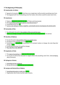 The Beginning of Philosophy
Anaximander of miletus
Agreed to his teacher (Thales) that there are a single basic stuff out