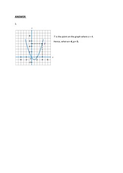 ANSWER 
1.
 
T is the point on the graph where x = 4.
Hence, when x = 4, y = 5.
