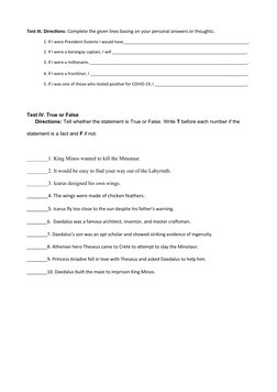 Identification Test Instructions | PDF | Minotaur | Cognition