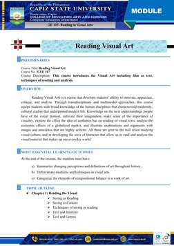 Reading Visual Arts Module MODULE 1-Reading in Visual Arts | PDF | Aesthetics | Beauty