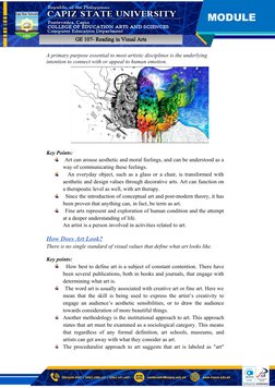 Reading Visual Arts Module MODULE 1-Reading in Visual Arts | PDF | Aesthetics | Beauty