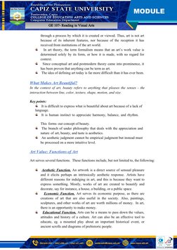 Reading Visual Arts Module MODULE 1-Reading in Visual Arts | PDF | Aesthetics | Beauty