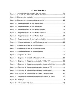 LISTA DE FIGURAS 
Figura 1 – WORK BREAKDOWN STRUCTURE (WBS) ………………………….…. 19 
Figura 2 – Diagrama das atividades ........