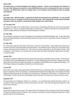 1945 to 1948
The British policy of restricted immigration into Palestine continues.  Calls for mass immigration into Palestin